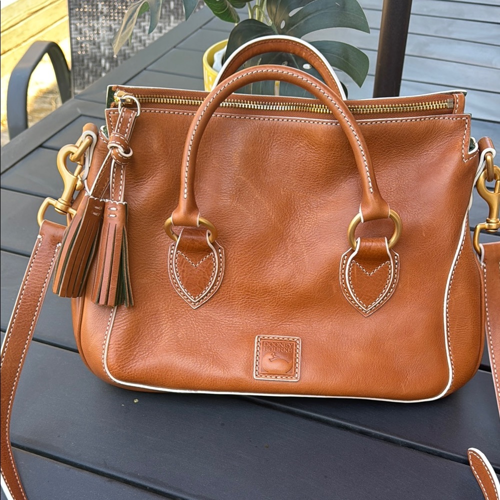 Dooney & Bourke Tan Satchel with Tassel Detailing